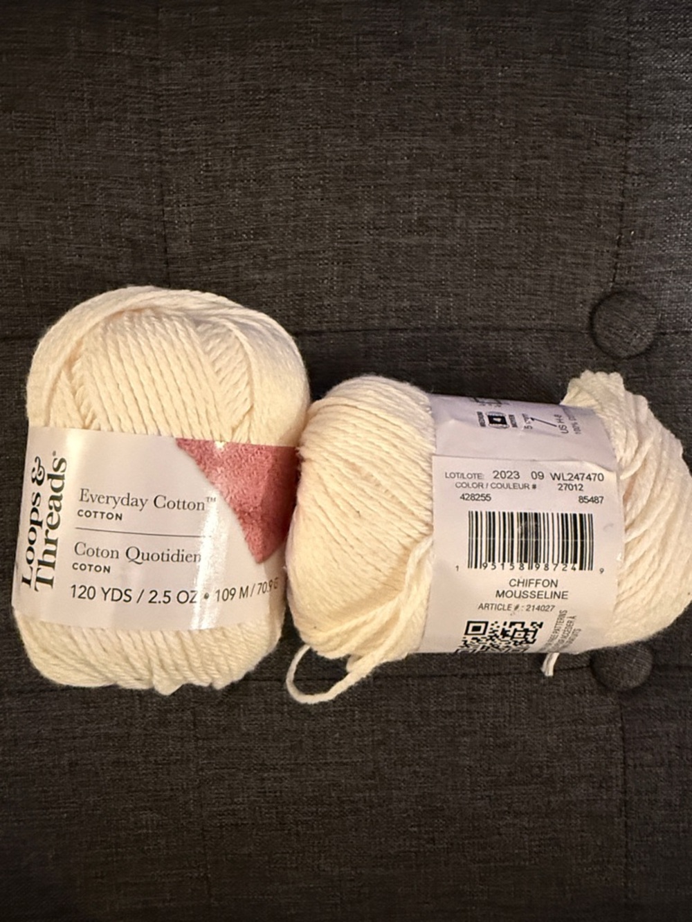 Loops &Threads  Cotton Yarn - Chiffon Cream